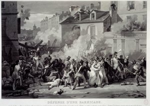 Difesa di una barricata durante la Rivoluzione di Luglio da Pierre Martinet