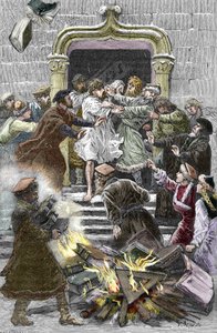 Socinianismo e Chiesa Polacca: gli abitanti di Cracovia bruciano le opere di Fausto Socino nella piazza pubblica obbligandolo ad assistere all