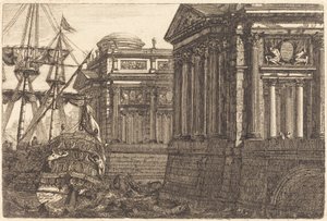 Scena di porto immaginaria