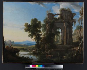 Paesaggio con rovine classiche, 1640-1645 da Pierre Patel