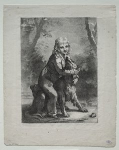 Ragazzo con un cane da Pierre Paul Prud