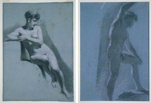 Studio di una donna nuda, seduta e rivolta a destra (recto) Studio di un nudo maschile (verso)