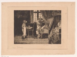 Rappresentazione satirica di scimmie come dentista, assistente e paziente da Pierre Peeters (signed by artist)