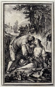 La brocca - in “Tales et nouvelles en vers” di Jean La Fontaine. 1776. Illustrazione di P.P. Choffard. da Pierre Philippe Choffard