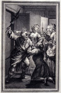 La Gageure des trois commères - in "Racconti e novelle in versi" di Jean La Fontaine. 1776. Illustrazione di P.P. Choffard.