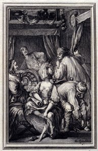 Le Cradle - in "Contes et nouvelles en vers" di Jean La Fontaine. 1776. Illustrazione di P.P. Choffard.