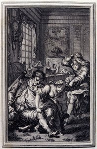 Le bat - in "Tales et nouvelles en vers" di Jean La Fontaine. 1776. Illustrazione di P.P. Choffard. da Pierre Philippe Choffard