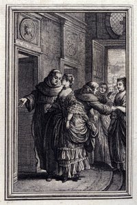 Les Freres de Catalunya - in "Contes et nouvelles en vers" di Jean La Fontaine. 1776. Illustrazione di P.P. Choffard. da Pierre Philippe Choffard