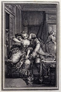Les Remis - in "Tales et nouvelles en vers" di Jean La Fontaine. 1776. Illustrazione di P.P. Choffard. da Pierre Philippe Choffard