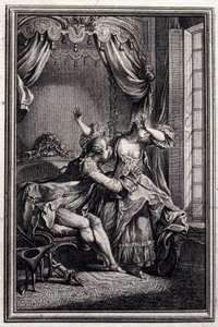Richard Minulto - in "Tales et nouvelles en vers" di Jean La Fontaine. 1776. Illustrazione di P.P. Choffard. da Pierre Philippe Choffard
