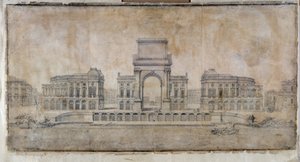 Architettura: "Progetto di Place Royale per Marsiglia, prospettiva verso la città" 1686 da Pierre Puget