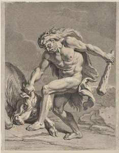 Ercole che combatte il toro cretese da Pierre Puget