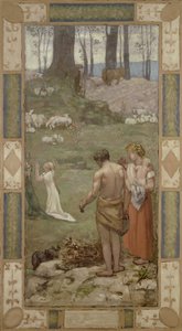 Santa Genoveffa da bambina in preghiera da Pierre Puvis de Chavannes