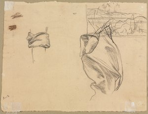 Studi di drappeggio e studio di un paesaggio verso, 1800s