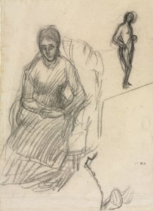 Studio di Madame Marie Cantacuzène; Studio di nudo femminile in piedi, 1883 circa (gesso nero) da Pierre Puvis de Chavannes