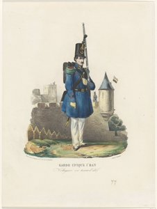 Guardia civica belga in servizio, 1830 Garde Civique 1r Ban Voltigeur in tenuta estiva da Pierre Simonau