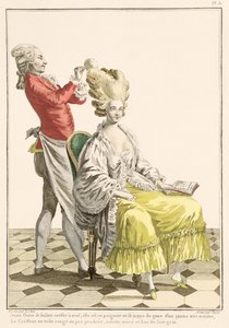 Una giovane donna in peignoir con il suo parrucchiere, tavola 31 da 