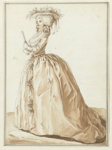 Dama in piedi con ventaglio da Pierre Thomas Le Clerc