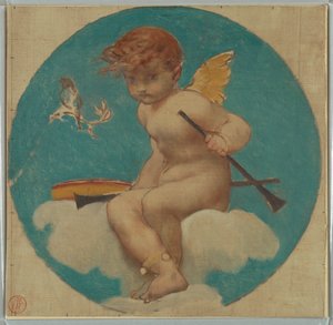 Studio per tondo con putto che tiene attributi della musica