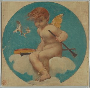 Studio per un tondo con putto che tiene attributi della musica