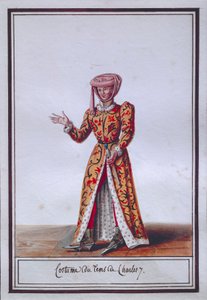 Tavola di moda femminile raffigurante costume dell