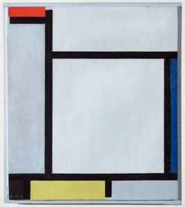 Composizione con rosso, blu, nero, giallo e grigio