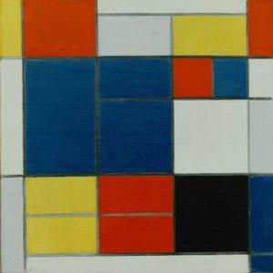 Composizione C; Composizione con giallo, rosso, blu-grigio, blu da Piet Mondrian