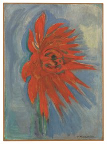 Crisantemo rosso su sfondo blu, 1909-10 circa (olio su tela) da Piet Mondrian