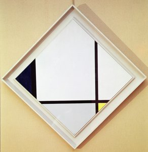 Tableau No I: Rombo con tre linee e blu, grigio e giallo da Piet Mondrian