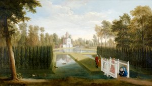 Veduta dei giardini di Chiswick verso il retro del Bagnio (Cascina) Chiswick House