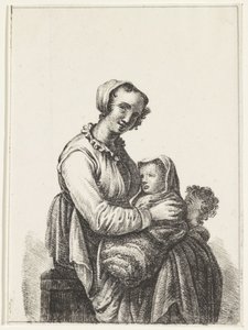 Madre con bambino e neonato