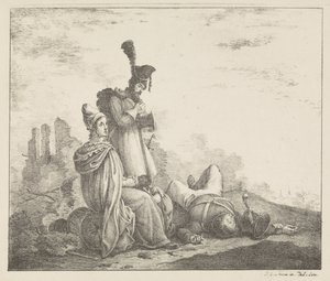 Compagnia in lutto presso un soldato morto da Pieter Bartholomeusz. Barbiers