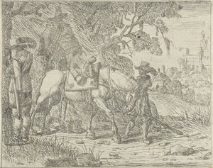 Cavallo sellato con soldati