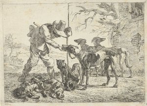 Cacciatore con sette cani da Pieter Bodding van Laer