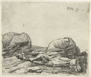 Due cavalli morti da Pieter Bodding van Laer