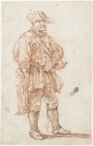 Cacciatore in piedi con due lepri morte da Pieter Bout