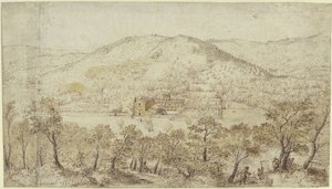 Paesaggio collinare meridionale con edifici conventuali da Pieter Brueghel the Elder