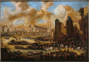 Le Pont-Neuf, la Citè, la Tour e la Porte de Nesle, circa 1650 da Pieter Casteels