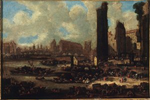 Le Pont-Neuf, la Cité, la Torre e la Porta di Nesle, circa 1650 da Pieter Casteels