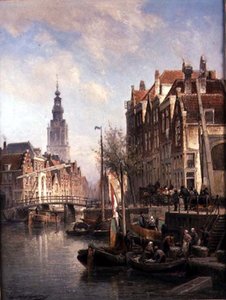 Scena di strada su un canale