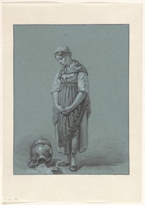Ragazza in piedi accanto a una brocca di latte rovesciata da Pieter Christoffel Wonder