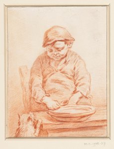 Ragazzo che mangia pappa, con gatto da Pieter Christoffel Wonder