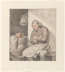 Uomo seduto e addormentato da Pieter Christoffel Wonder