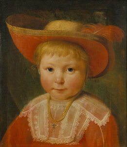Ritratto di un bambino con cappello di paglia foderato di rosso, c.1635-40 da Pieter Claesz Soutman