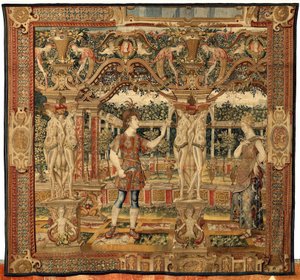Vertumno e Pomona: Vertumno trasformato in potatore, c.1550 (oro, lana e seta)
