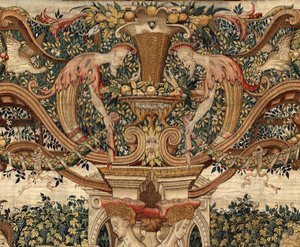 Vertumno e Pomona: Vertumno trasformato in potatore, c.1550 (oro, lana e seta) da Pieter Coecke van Aelst