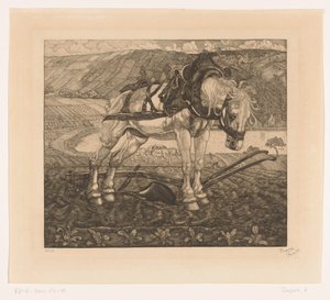 Cavallo che ara su una collina da Pieter Dupont