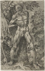 Achior legato a un albero da Pieter Feddes van Harlingen