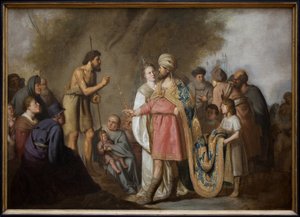 San Giovanni Battista che predica davanti a Erode. Dipinto di Pieter Fransz de Grebber (1600-1652), olio su tela