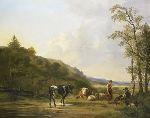 Paesaggio con pastori e bestiame da Pieter Gerardus van Os